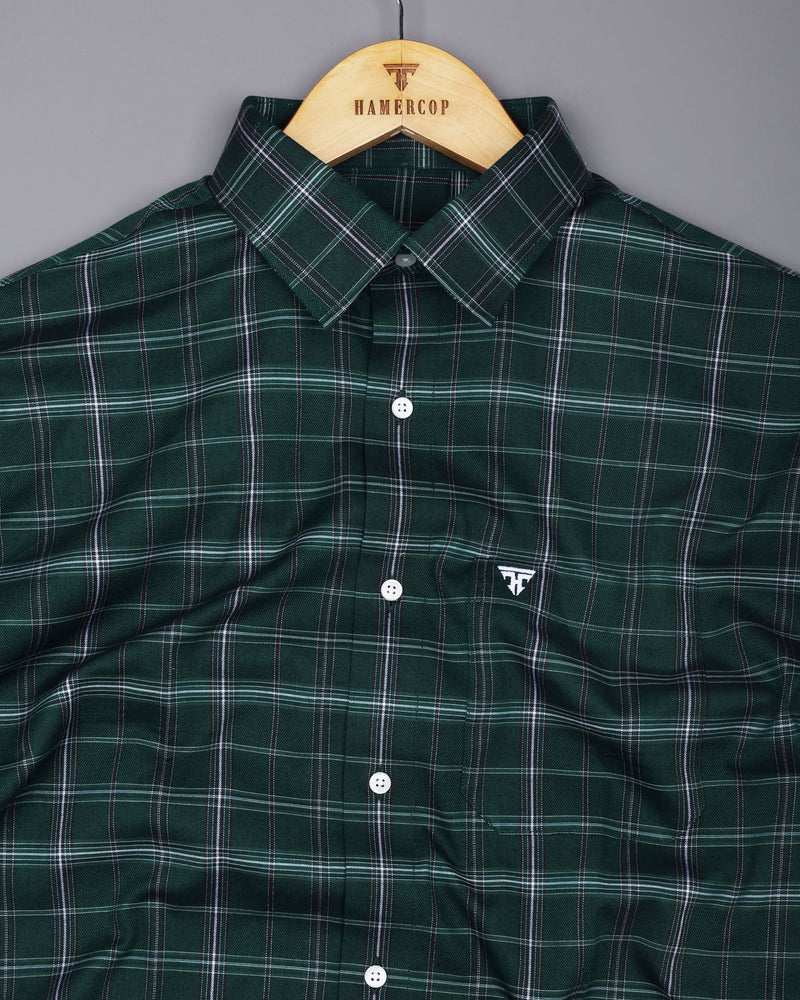 Zuri Green With White Check Dobby Cotton Shirt