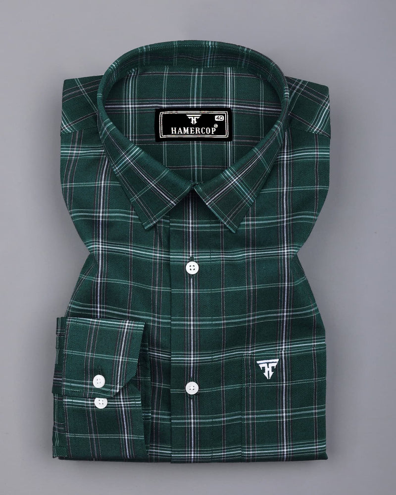 Zuri Green With White Check Dobby Cotton Shirt