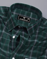 Zuri Green With White Check Dobby Cotton Shirt