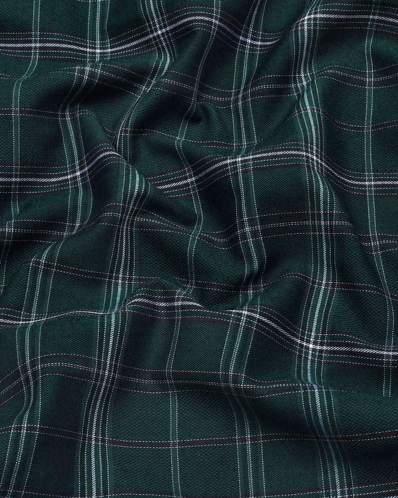 Zuri Green With White Check Dobby Cotton Shirt