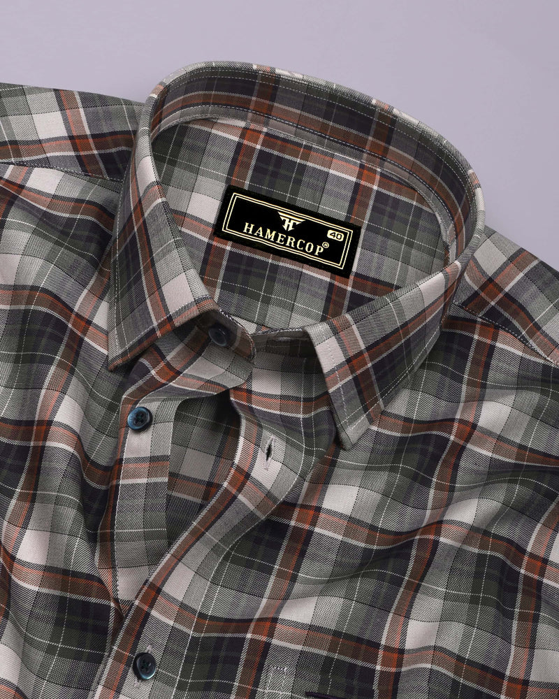 Opera Green Multicolor Twill Check Premium Cotton Shirt
