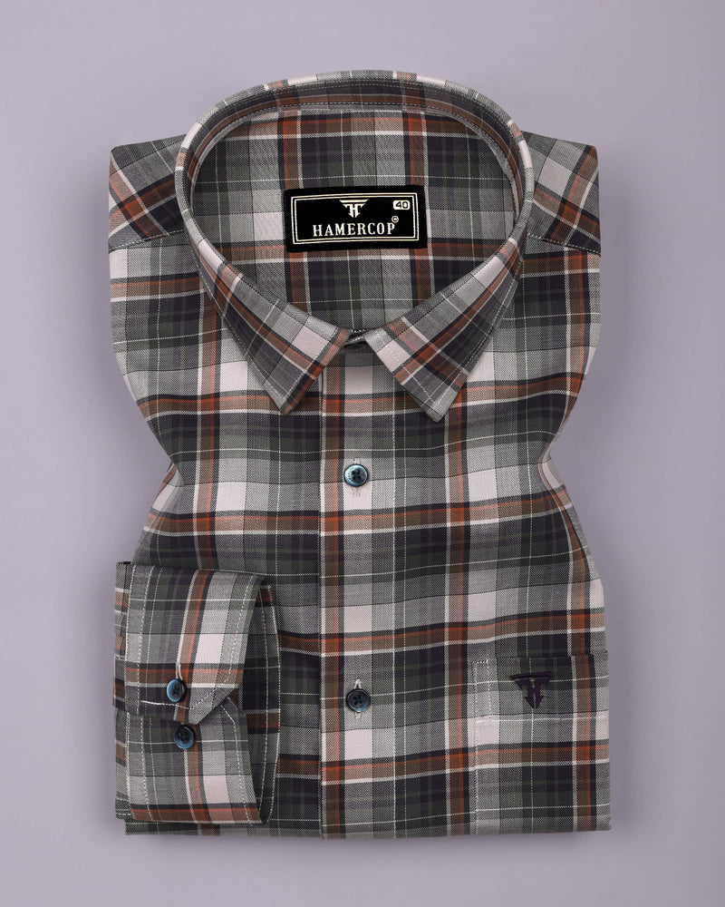 Opera Green Multicolor Twill Check Premium Cotton Shirt