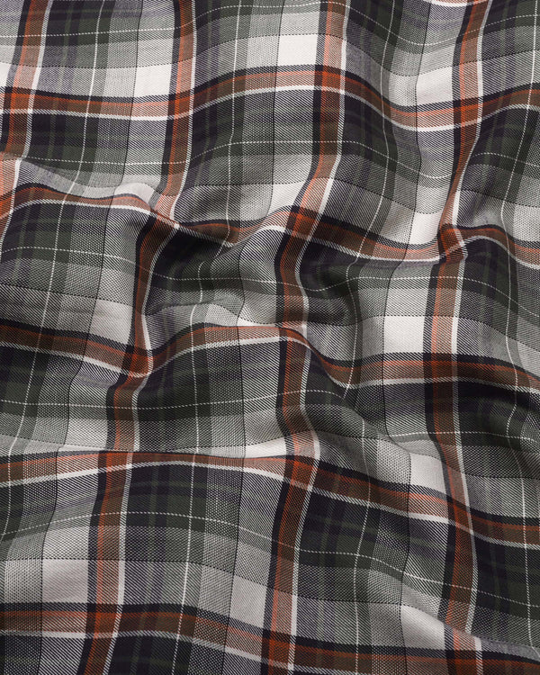 Opera Green Multicolor Twill Check Premium Cotton Shirt