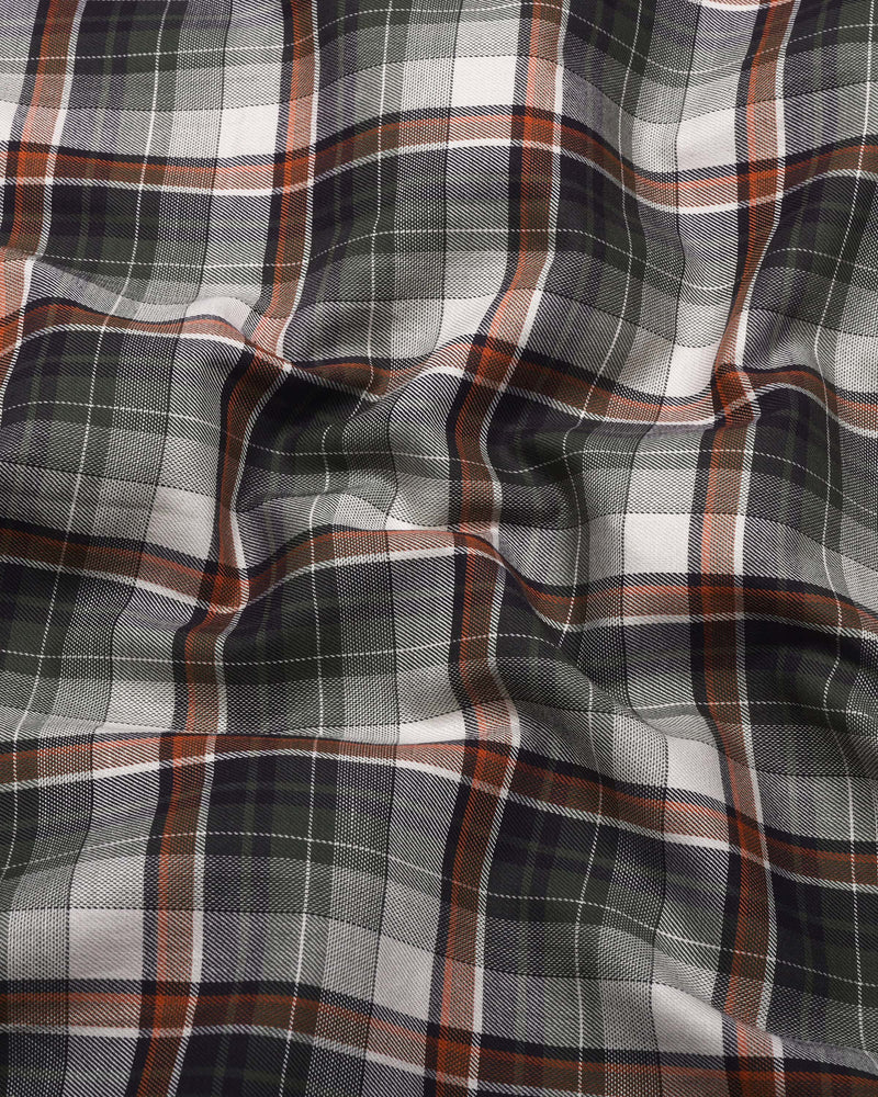 Opera Green Multicolor Twill Check Premium Cotton Shirt