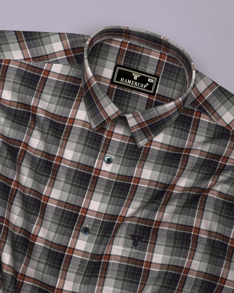 Opera Green Multicolor Twill Check Premium Cotton Shirt