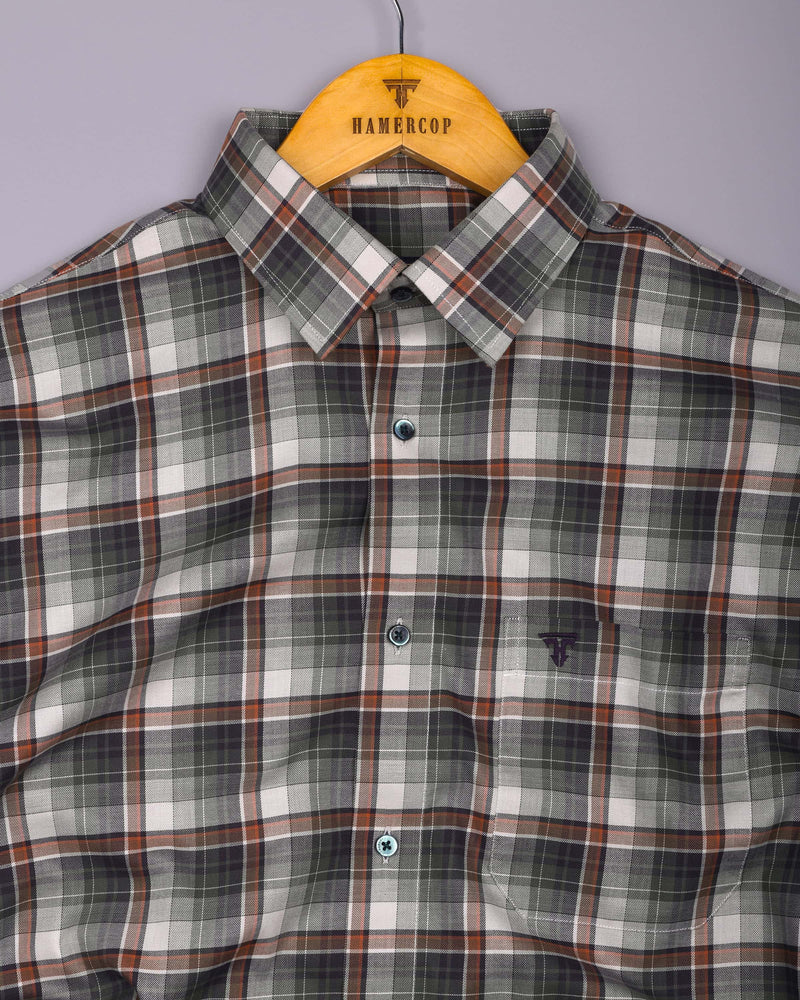 Opera Green Multicolor Twill Check Premium Cotton Shirt