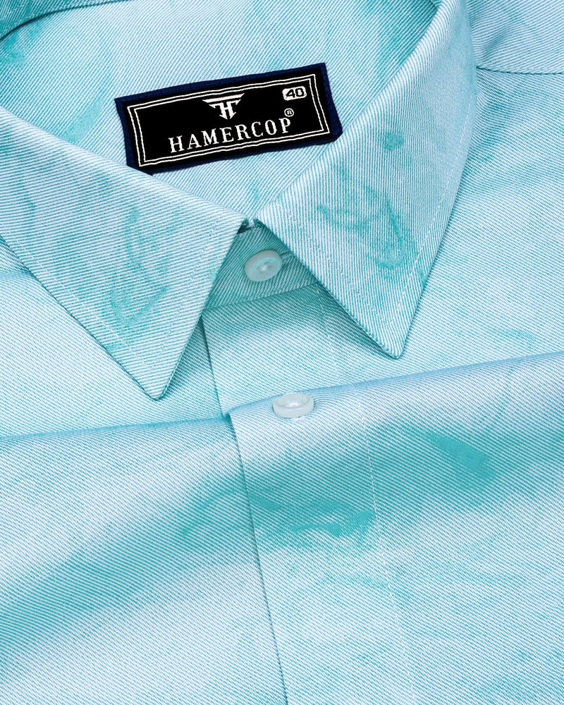 Mountain Aqua Blue Twill Cotton Shirt Hamercop Mountain Aqua Blue Twill Cotton Shirt Hamercop