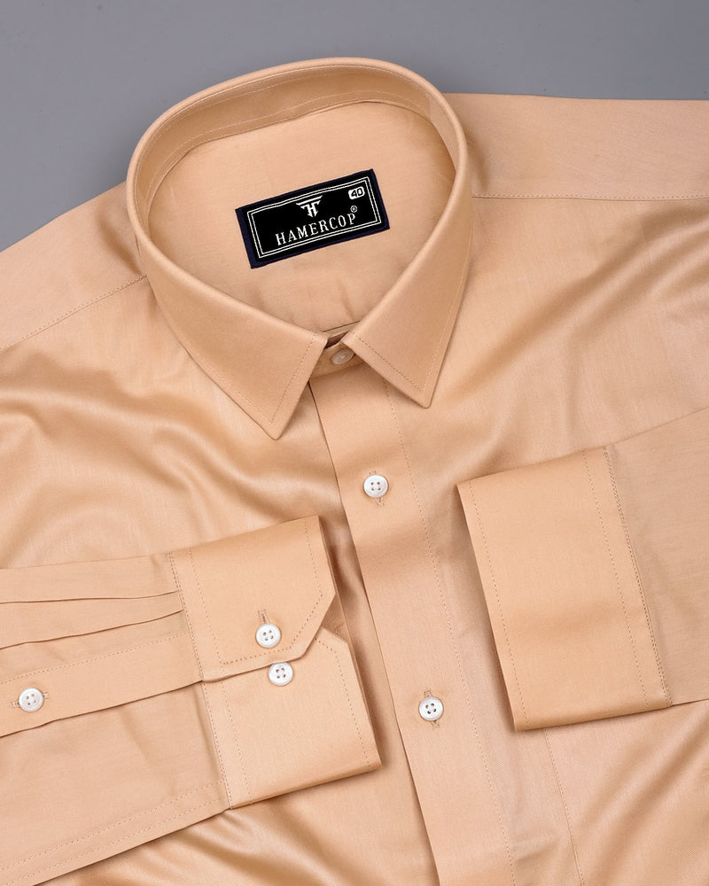 Seagull Biscuit Cream With Self Broad Box Premium Cotton Shirt