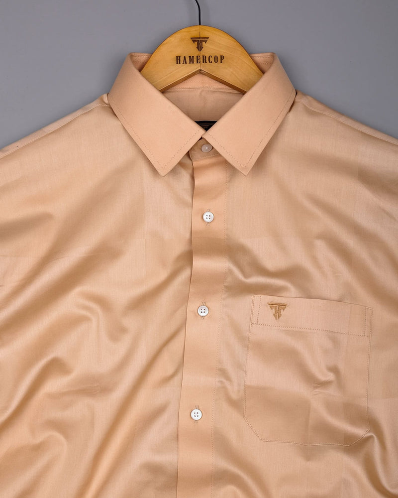 Seagull Biscuit Cream With Self Broad Box Premium Cotton Shirt