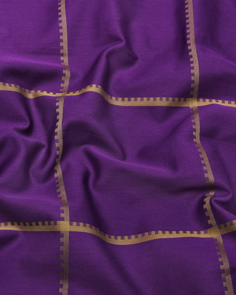 Glossy Purple With Golden Jacquard Broad Check Premium Shirt