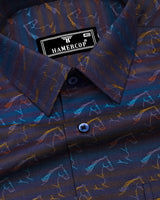Rangoon Yellow With Blue Stripe Purple Jacquard Cotton Shirt