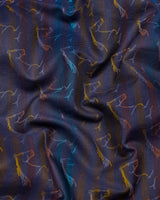 Rangoon Yellow With Blue Stripe Purple Jacquard Cotton Shirt