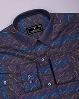 Rangoon Yellow With Blue Stripe Purple Jacquard Cotton Shirt