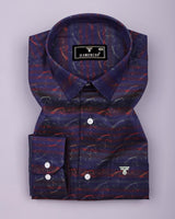 Rangoon Red With Green Stripe Purple Jacquard Cotton Shirt