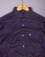 Rangoon Red With Green Stripe Purple Jacquard Cotton Shirt