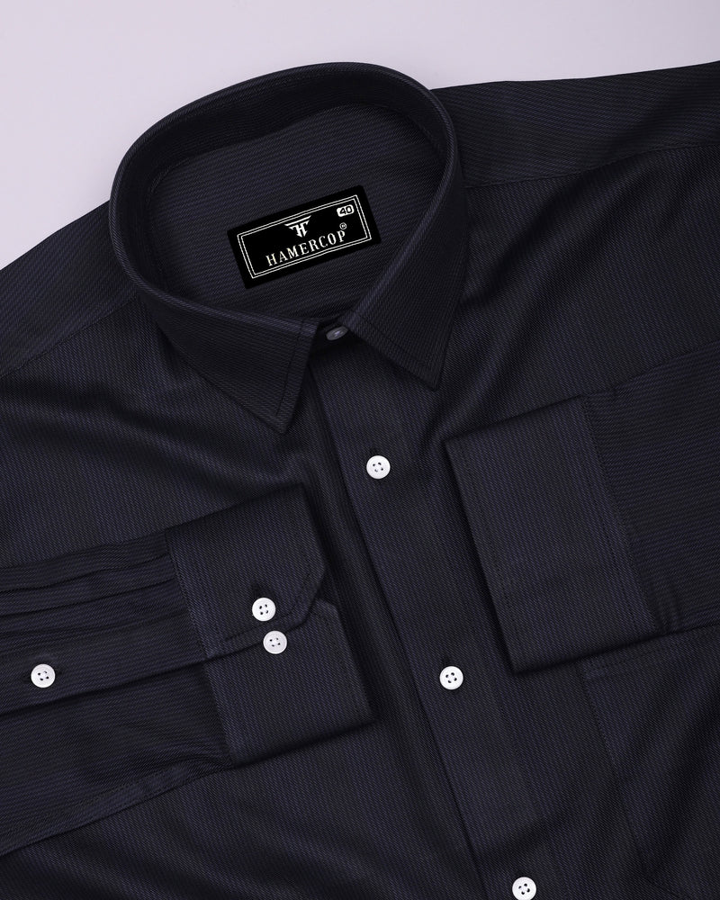 Sydney Gray With Black Twill Stripe Premium Giza Shirt