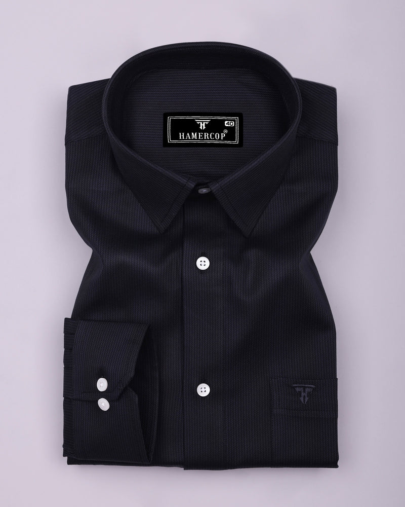 Sydney Gray With Black Twill Stripe Premium Giza Shirt