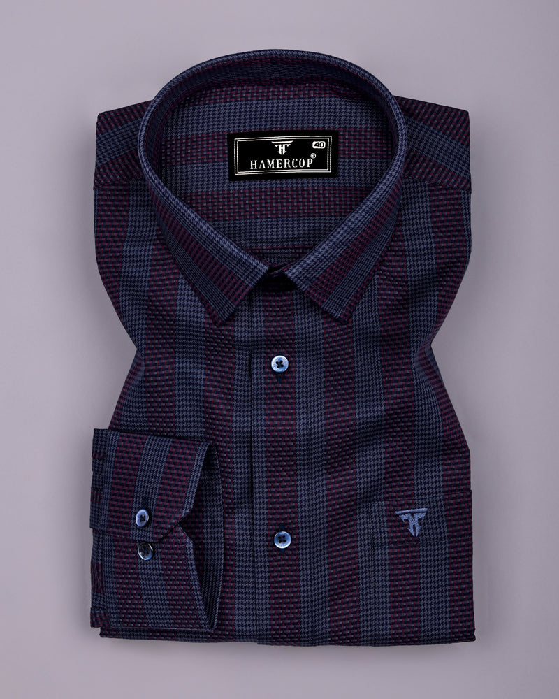 Apache Gray Houndstooth Stripe Premium Giza Shirt