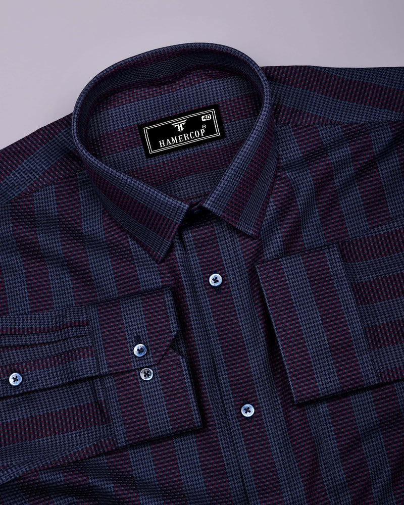Apache Gray Houndstooth Stripe Premium Giza Shirt