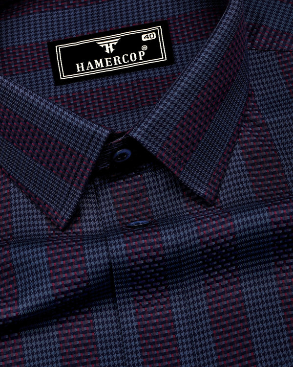 Apache Gray Houndstooth Stripe Premium Giza Shirt