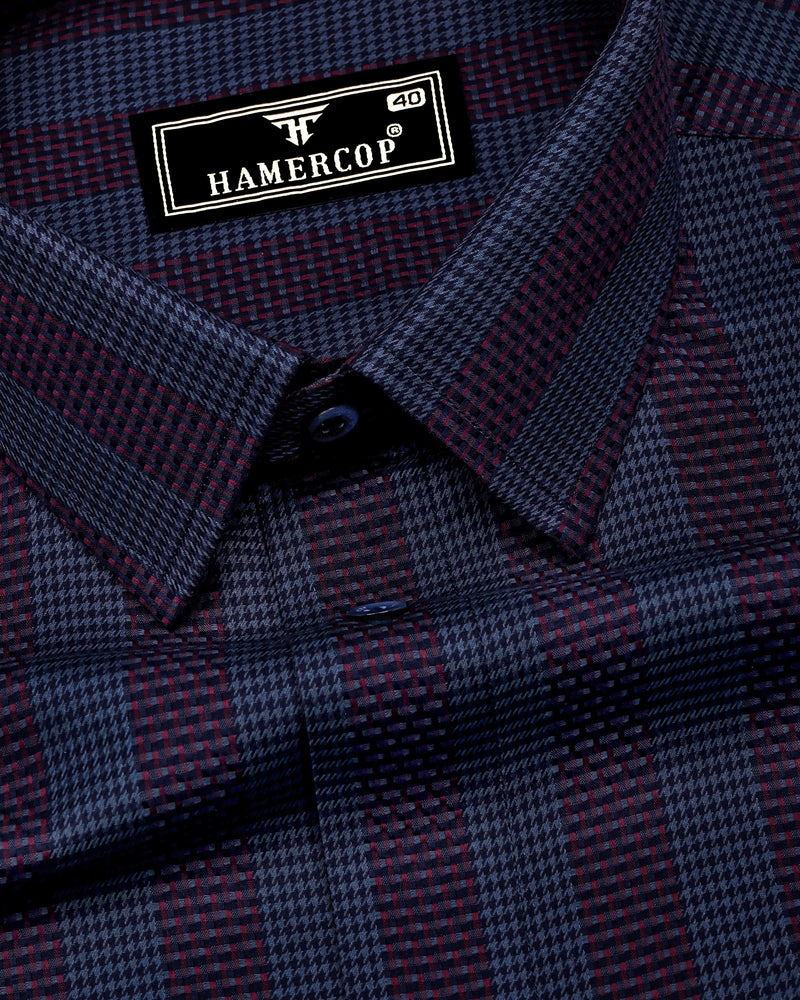 Apache Gray Houndstooth Stripe Premium Giza Shirt