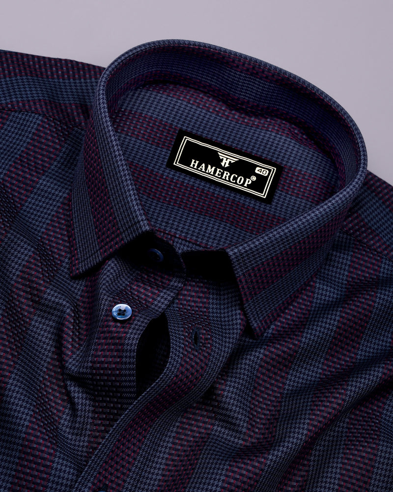 Apache Gray Houndstooth Stripe Premium Giza Shirt