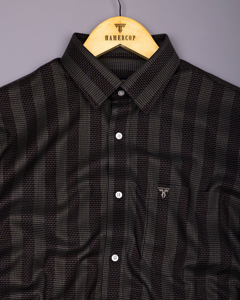 Apache Dusty Green Houndstooth Stripe Premium Giza Shirt