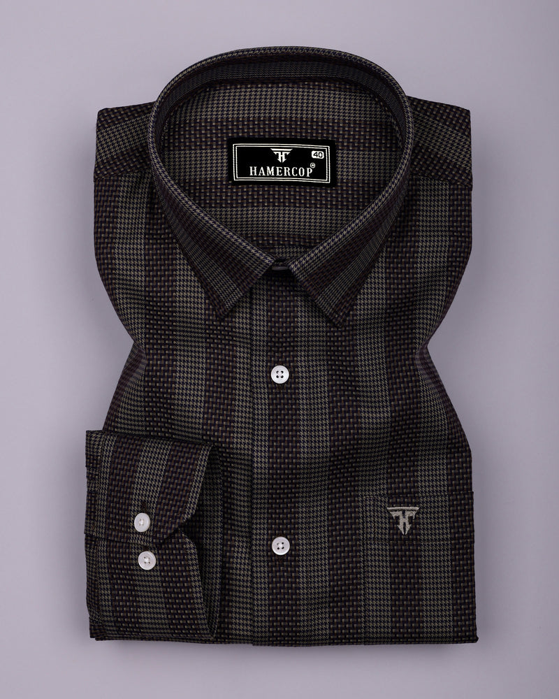 Apache Dusty Green Houndstooth Stripe Premium Giza Shirt