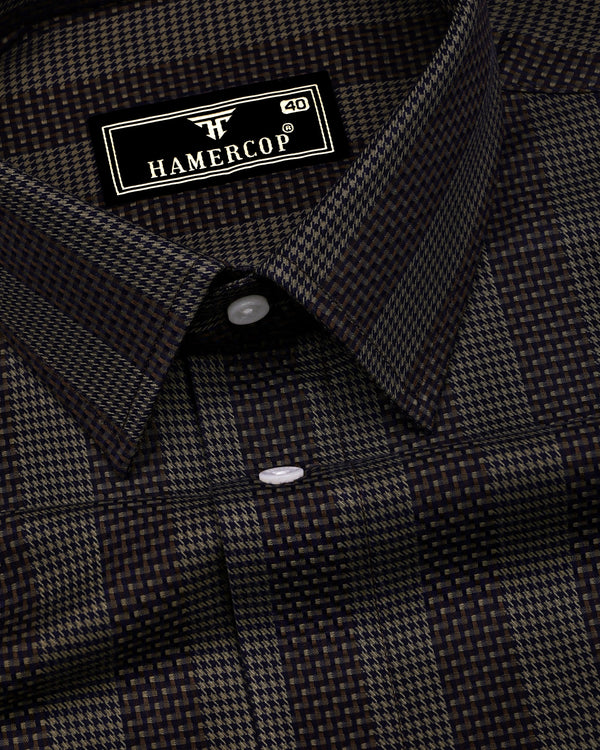 Apache Dusty Green Houndstooth Stripe Premium Giza Shirt