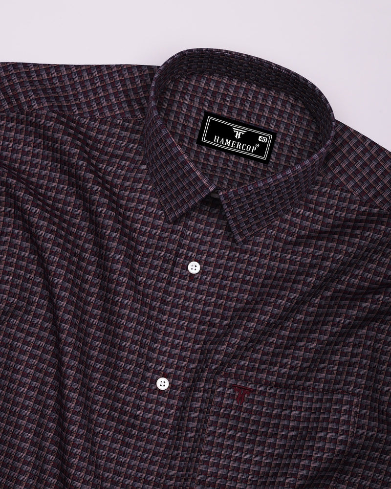 Resin Wine Multicolour Check Premium Giza Shirt
