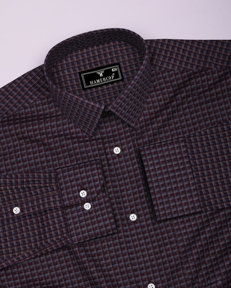 Resin Wine Multicolour Check Premium Giza Shirt