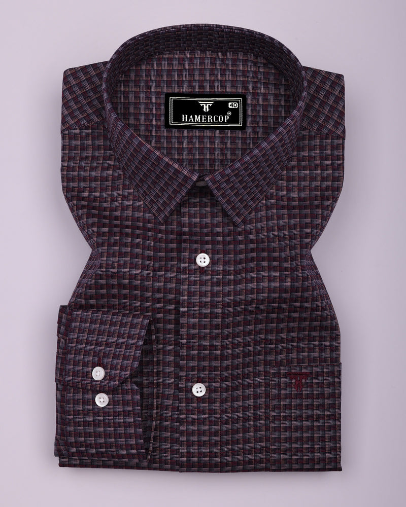 Resin Wine Multicolour Check Premium Giza Shirt