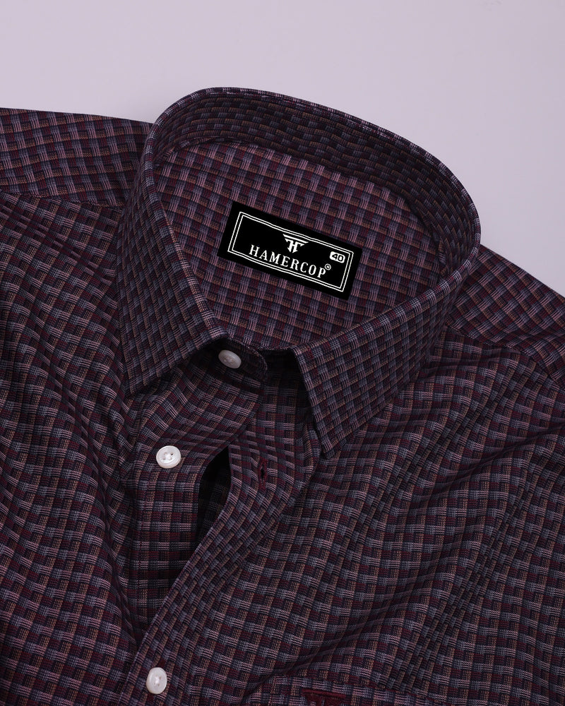 Resin Wine Multicolour Check Premium Giza Shirt