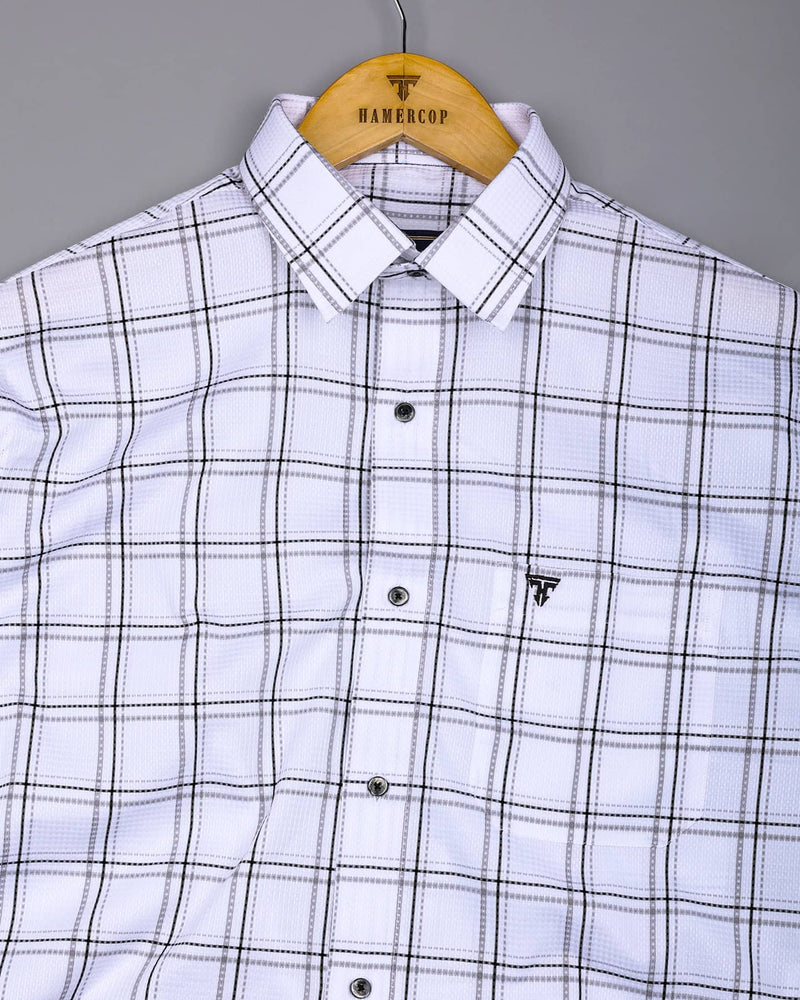 Whitestin With Black Waffle Dobby Check Shirt