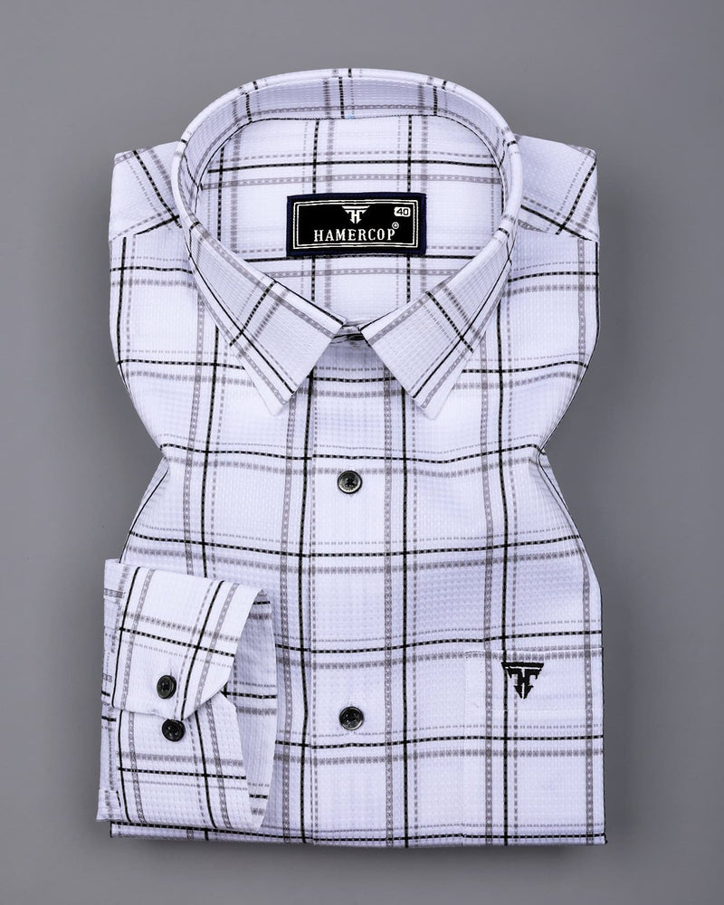 Whitestin With Black Waffle Dobby Check Shirt