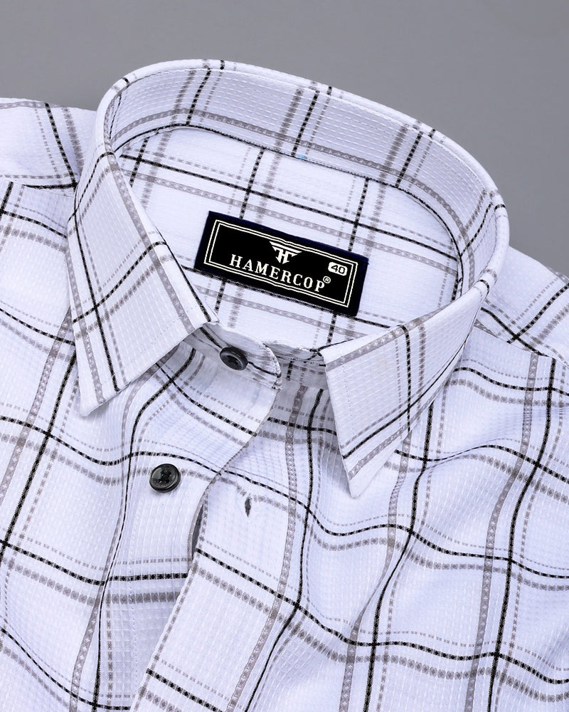 Whitestin With Black Waffle Dobby Check Shirt
