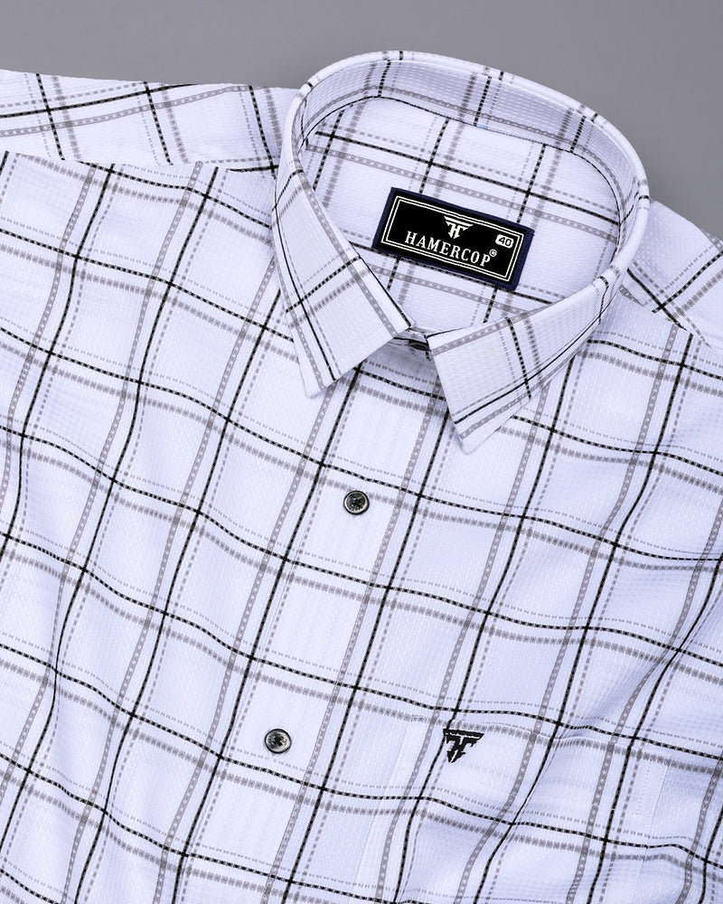 Whitestin With Black Waffle Dobby Check Shirt