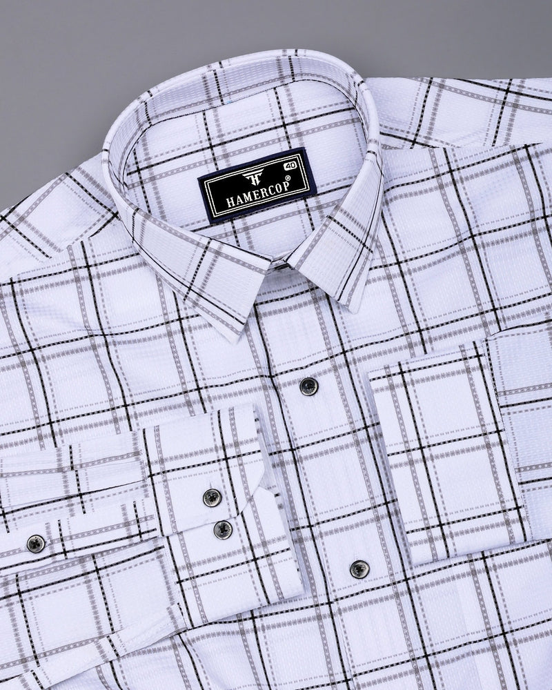 Whitestin With Black Waffle Dobby Check Shirt