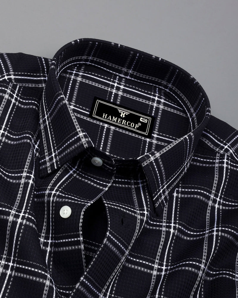 Blackstin With White Waffle Dobby Check Shirt