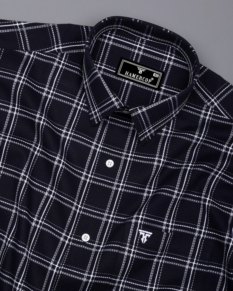 Blackstin With White Waffle Dobby Check Shirt