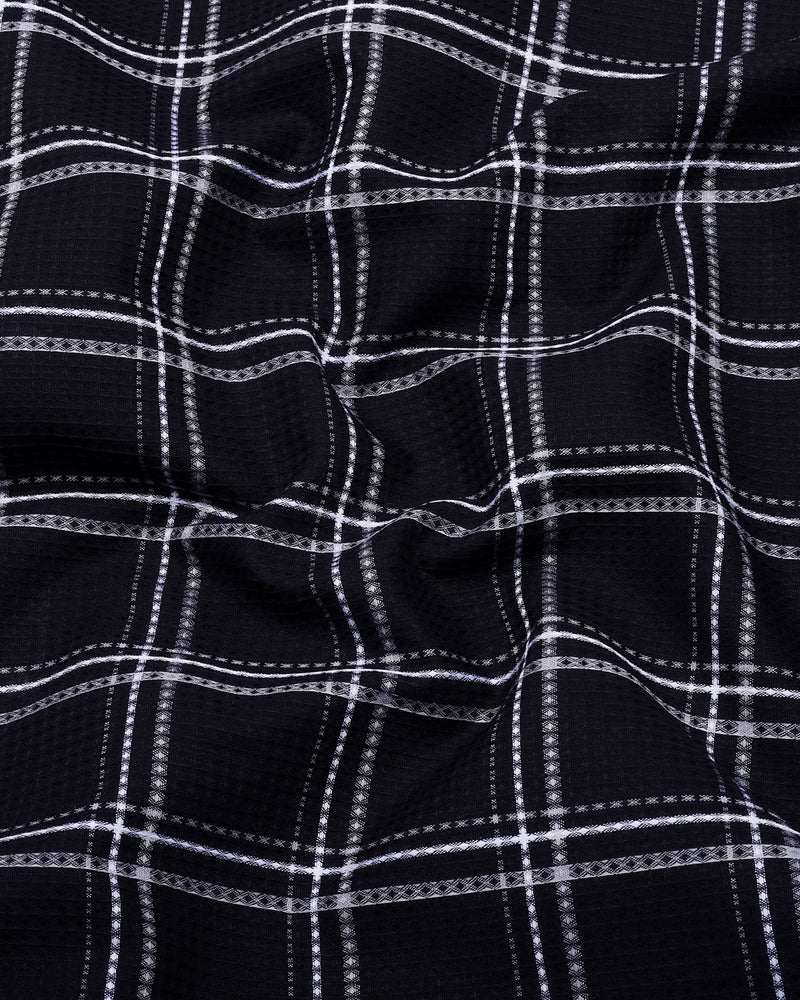 Blackstin With White Waffle Dobby Check Shirt