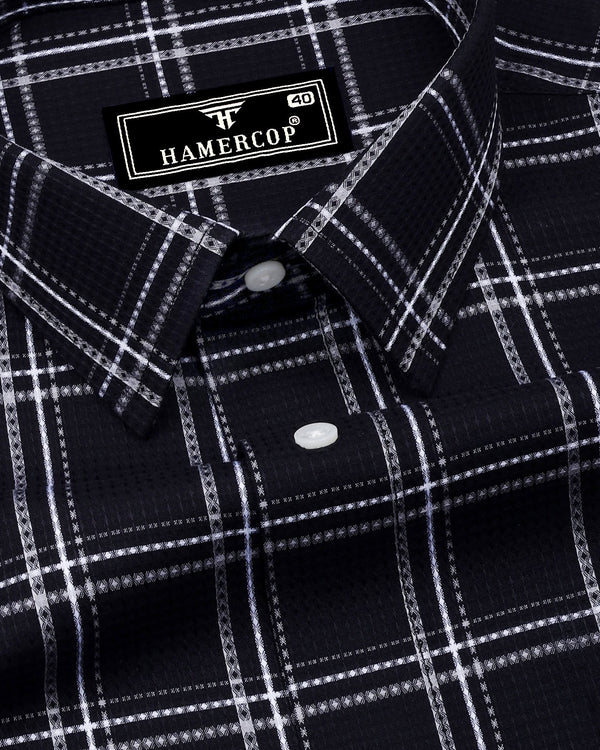 Blackstin With White Waffle Dobby Check Shirt