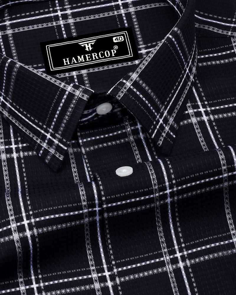 Blackstin With White Waffle Dobby Check Shirt
