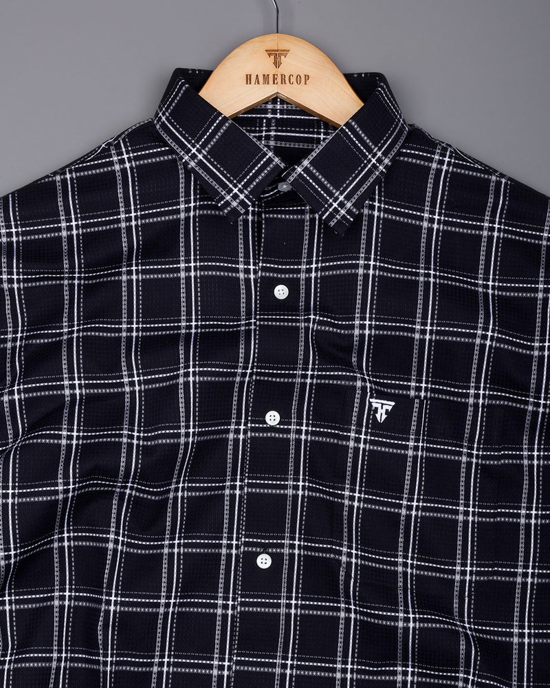 Blackstin With White Waffle Dobby Check Shirt