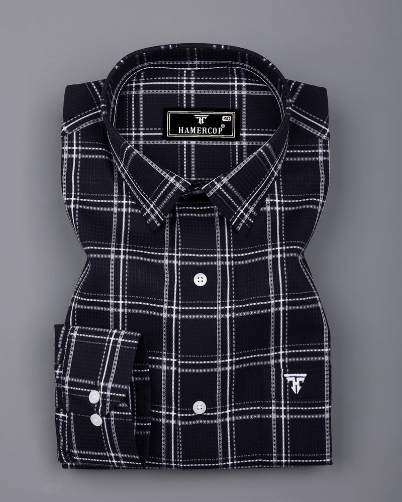 Blackstin With White Waffle Dobby Check Shirt