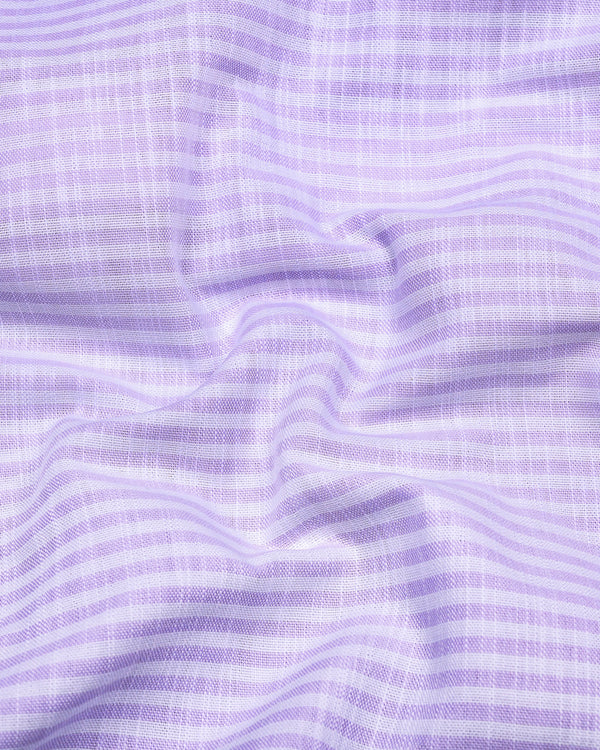 Wexford Purple With White Stripe Linen Cotton Designer Shirt