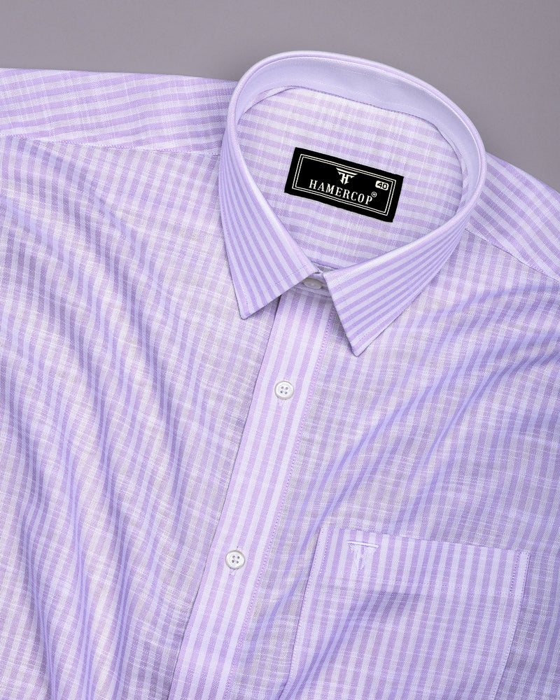 Wexford Purple With White Stripe Linen Cotton Designer Shirt