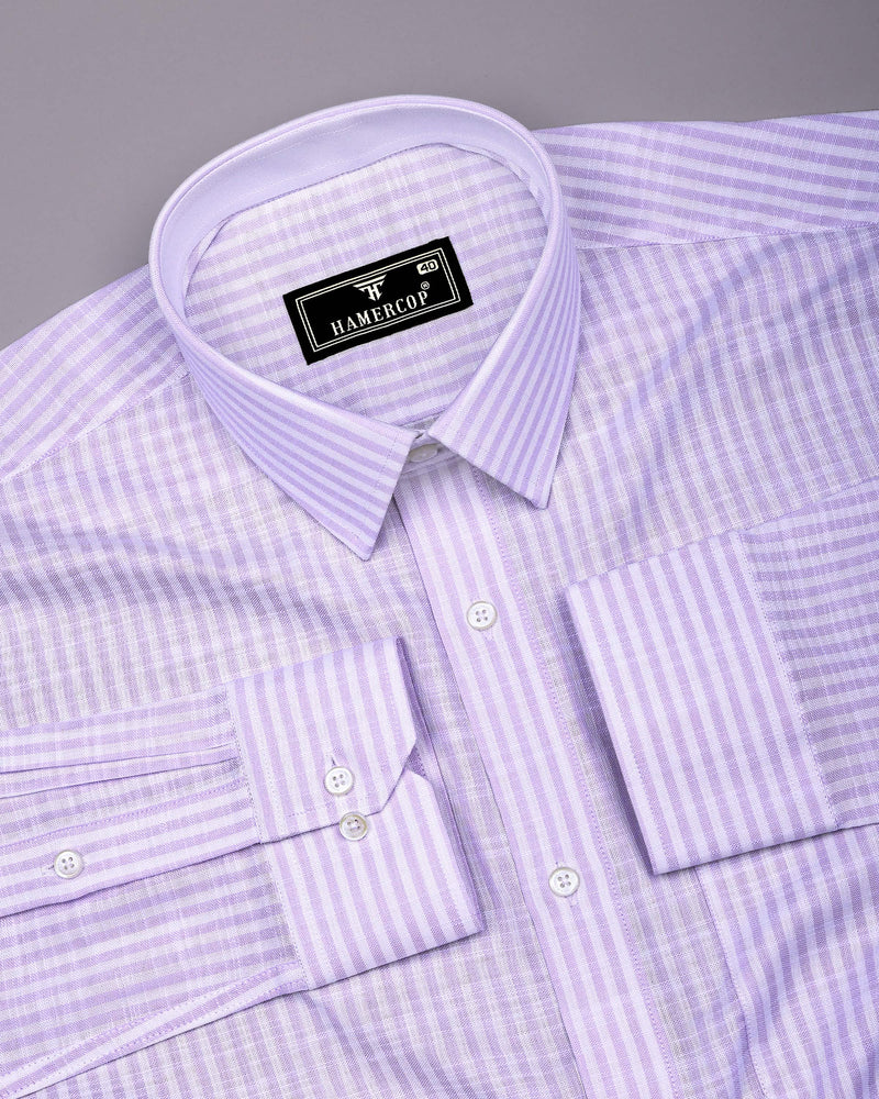 Wexford Purple With White Stripe Linen Cotton Designer Shirt