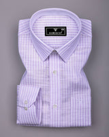 Wexford Purple With White Stripe Linen Cotton Designer Shirt