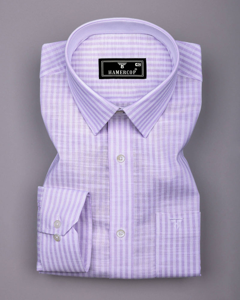 Wexford Purple With White Stripe Linen Cotton Designer Shirt
